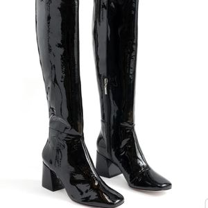 Black patent leather boots